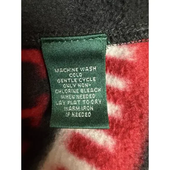 Ralph Lauren Active Black Red Cream Fleece Cableknit Jacket Full Zip Size XL - Picture 4 of 8